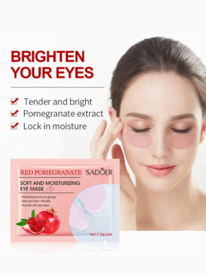 SADOER Red Pomegranate Eye Mask – Hydrating & Anti-Aging Under-Eye Treatment (30 Pack)